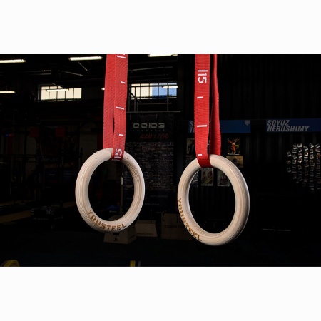 Купить Кольца гимнастические 32 мм красные стропы в Магнитогорске 